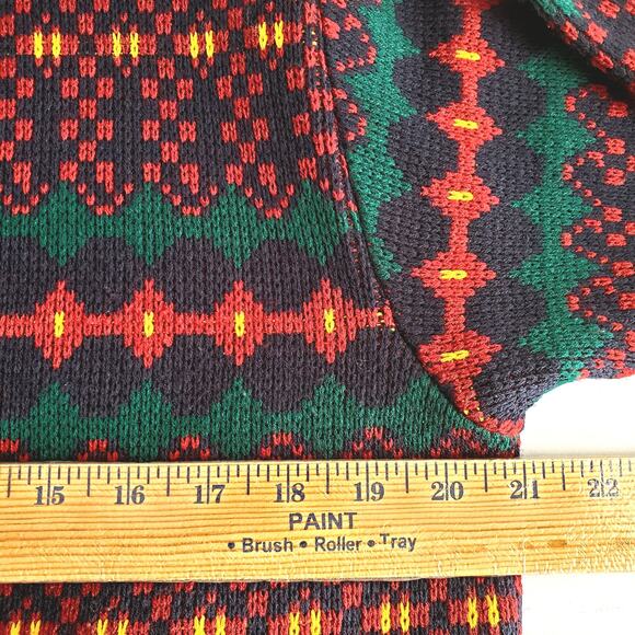 Vtg 80s Tally Ho Granny Cardigan Sweater L Multicolor Gold Button Classic - Picture 5 of 8